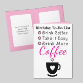 Drink more coffee white pink birthday カード