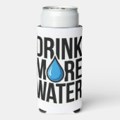 DRINK MORE WATER with a blue drop icon スリム缶クーラー (Seltzer裏面)