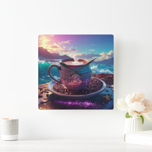 DRINK OF THE GODS - COCOA スクエア壁時計 (ホーム)