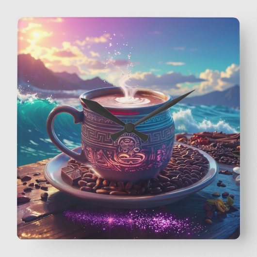 DRINK OF THE GODS - COCOA スクエア壁時計 (正面)