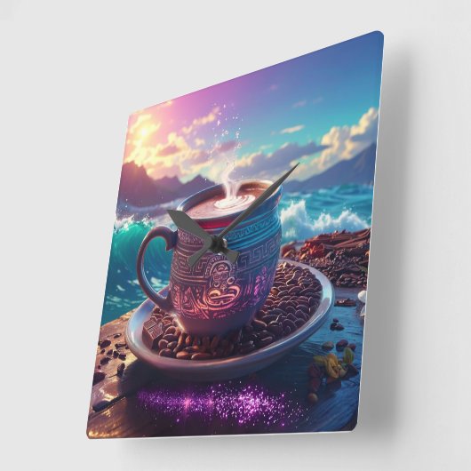 DRINK OF THE GODS - COCOA スクエア壁時計 (傾斜)