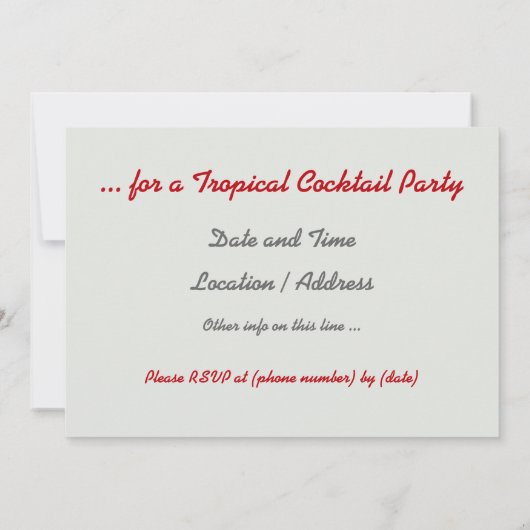 Drink On Beach custom invitation 招待状 (裏面)