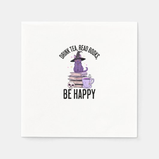 Drink Read Books Whimsigoth Halloween Design スタンダードカクテルナプキン (正面)