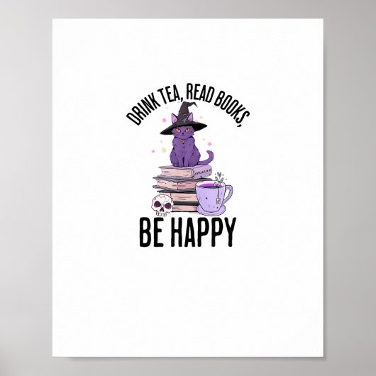 Drink Read Books Whimsigoth Halloween Design ポスター (正面)