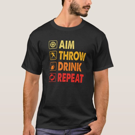 Drink Repeat   Axe Throwing Game Axe Throwing Spor Tシャツ (正面)