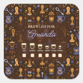 Drink selector cup sticker — folk coffee badge スクエアシール (正面)