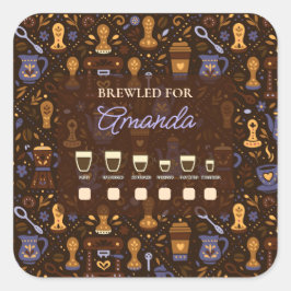 Drink selector cup sticker — folk coffee badge スクエアシール