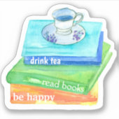 Drink Tea Books Be 読 Happy Vinyl シール (正面)