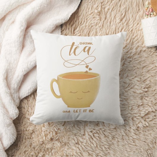 Drink Tea & Let It Be-Throw Pillow クッション (ブランケット)