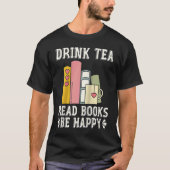 Drink Tea Read Books Be Happy Raglan Baseball 1 Tシャツ (正面)