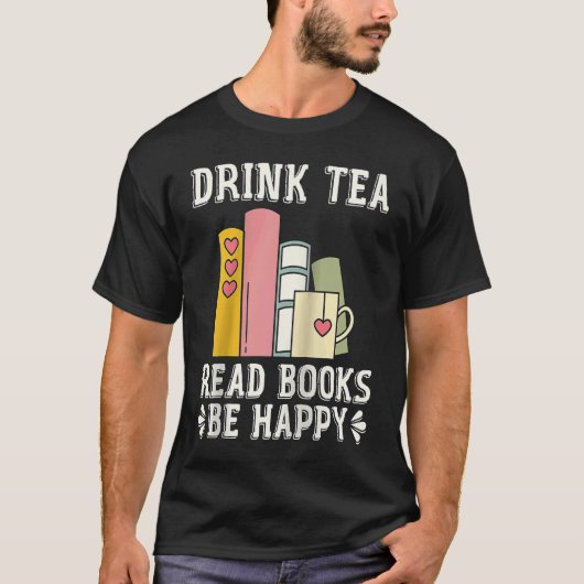Drink Tea Read Books Be Happy Raglan Baseball 1 Tシャツ (正面)