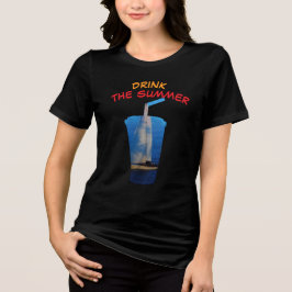 Drink the Summer – ネイビーブルーの帆のTシャツ トライブレンドTシャツ