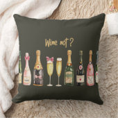 Drink Themed Wine Bottle Wine Not Funny Wine Glass クッション (ブランケット)