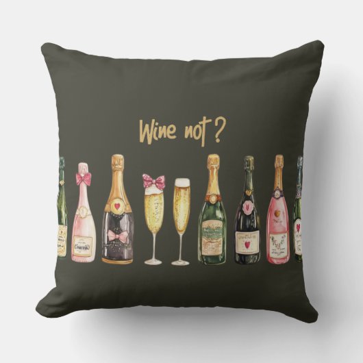 Drink Themed Wine Bottle Wine Not Funny Wine Glass クッション (正面)