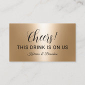 Drink Ticket Modern Gold Floral Free Drink Voucher 名刺 (裏面)