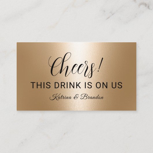 Drink Ticket Modern Gold Floral Free Drink Voucher 名刺 (裏面)