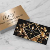 Drink Ticket Modern Gold Floral Free Drink Voucher 名刺