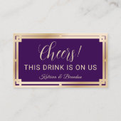 Drink Ticket Modern Purple Gold Free Drink Voucher 名刺 (裏面)