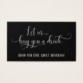 Drink Tickets | 黒地に白の華やかな筆記体 (正面)