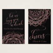 Drink Tickets, Elegant Rose Gold Script & Mandala (正面&裏面)