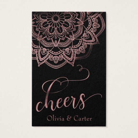 Drink Tickets, Elegant Rose Gold Script & Mandala (裏面)