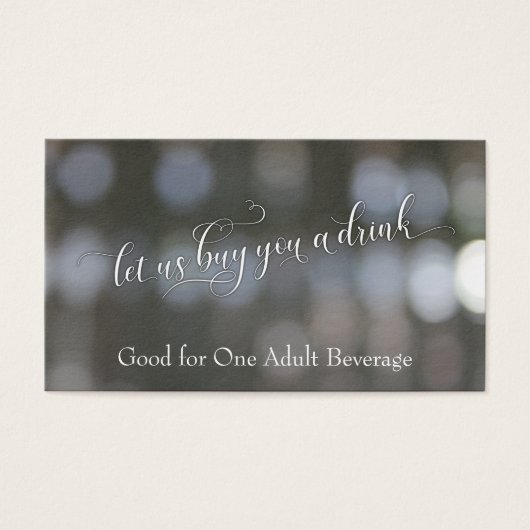 Drink Tickets, White Script Over Neutral Bokeh (正面)