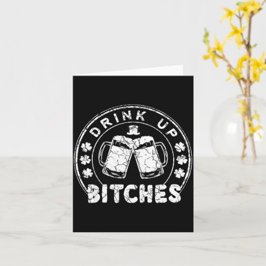 Drink Up Es Funny St Patricks Day Gift  カード (黄色い花)