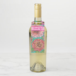 "Drink Up!" Floral Wine Gift Tag ボトルネックタグ