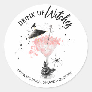 Drink up Witches カクテル ハロウィン ブライダルシャワー ラウンドシール