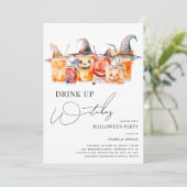 "Drink Up Witches" カクテル 大人のハロウィンパーティー 招待状 (スタンド正面)