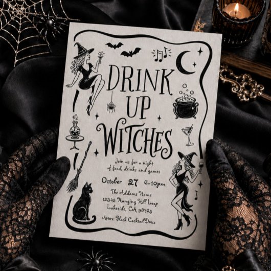 Drink Up, Witches ハロウィンパーティー招待状 招待状