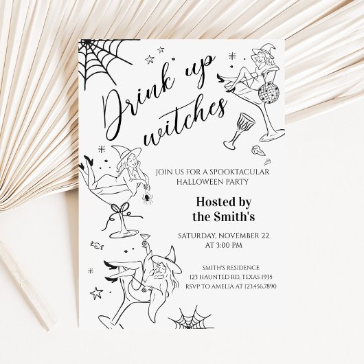 Drink Up Witches Halloween Party Invitation 招待状