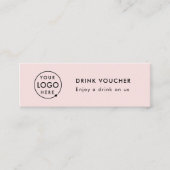 Drink Voucher | ピンクの会社のパーティーイベントロゴカード スキニー名刺 (正面)