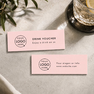 Drink Voucher ピンクの会社のパーティーイベントロゴカード スキニー名刺