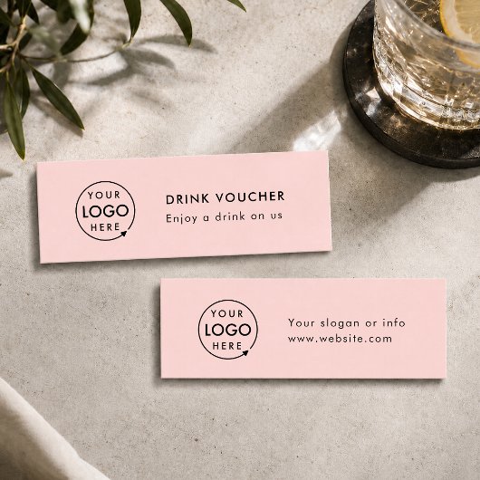 Drink Voucher | ピンクの会社のパーティーイベントロゴカード スキニー名刺