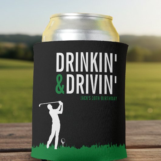 Drinkin' & Drivin' 大人のゴルフ誕生日パーティー ブラック 缶クーラー