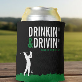 Drinkin' & Drivin' Adult Golf Birthday Party Black 缶クーラー
