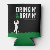 Drinkin' & Drivin' Adult Golf Birthday Party Black 缶クーラー (正面)
