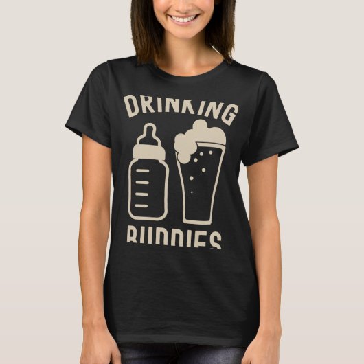 Drinking Buddies Dad Grandpa New Baby Beer And Bot Tシャツ (正面)