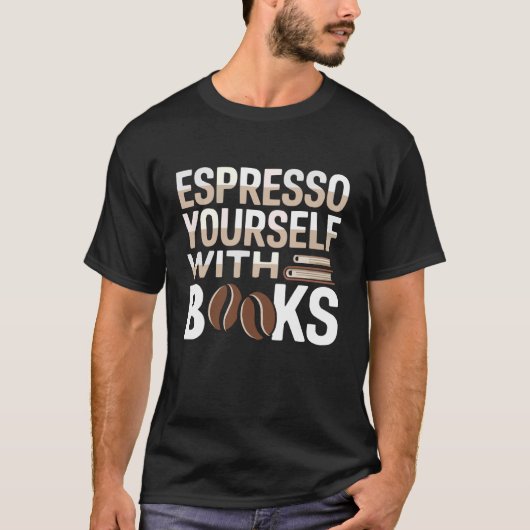 Drinking Coffee Book Lover Bookworm Literature Lib Tシャツ (正面)