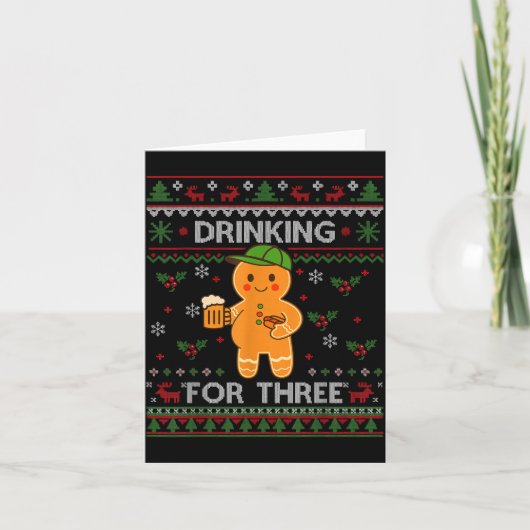 Drinking For Three Pregnancy Announcement Ugly Swe カード (正面)