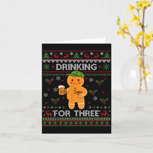 Drinking For Three Pregnancy Announcement Ugly Swe カード (黄色い花)