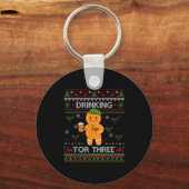 Drinking For Three Pregnancy Announcement Ugly Swe キーホルダー (正面)