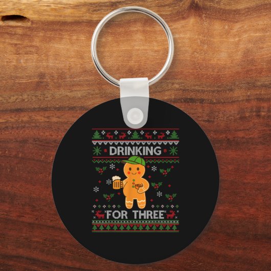 Drinking For Three Pregnancy Announcement Ugly Swe キーホルダー (正面)