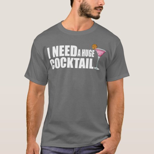 drinking funny huge cocktail adult humor family tシャツ (正面)