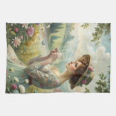 Drinking Tea in Garden キッチンタオル (横)