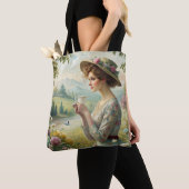 Drinking Tea in Garden トートバッグ (クローズアップ)