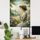 Drinking Tea in Garden ポスター (ホームオフィス)