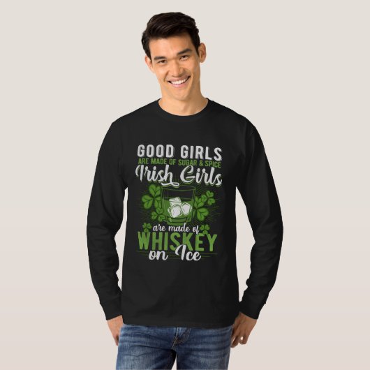 Drinking Wine St Patricks Day Whiskey Irish Ladies Tシャツ (正面フル)