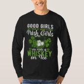 Drinking Wine St Patricks Day Whiskey Irish Ladies Tシャツ (正面)
